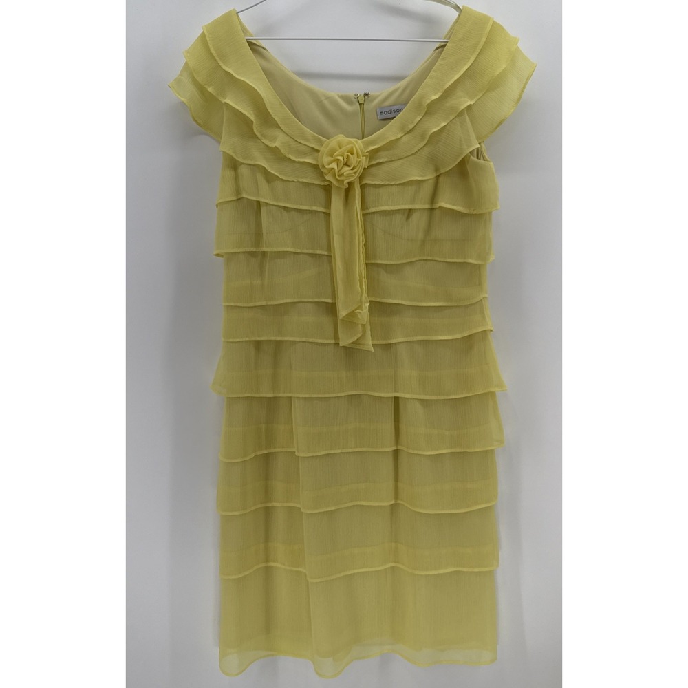 Yellow Tiered Layered Ruffle Madison Leigh Dress with Rosette Fairy Whimsical